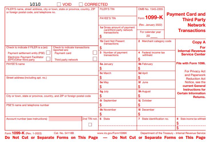 IRS Form 1099-K for 2022